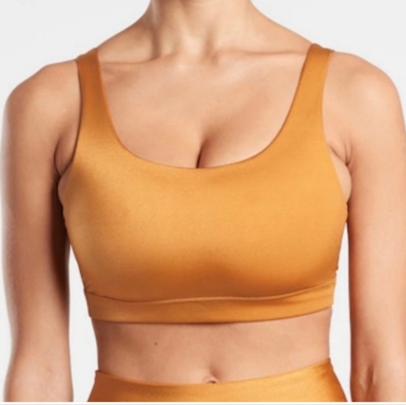 Athleta Other - Athleta Exhale Shine Sports Bra Size S Tuscan Gold